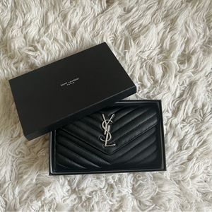 Black YSL matelasse chain crossbody bag